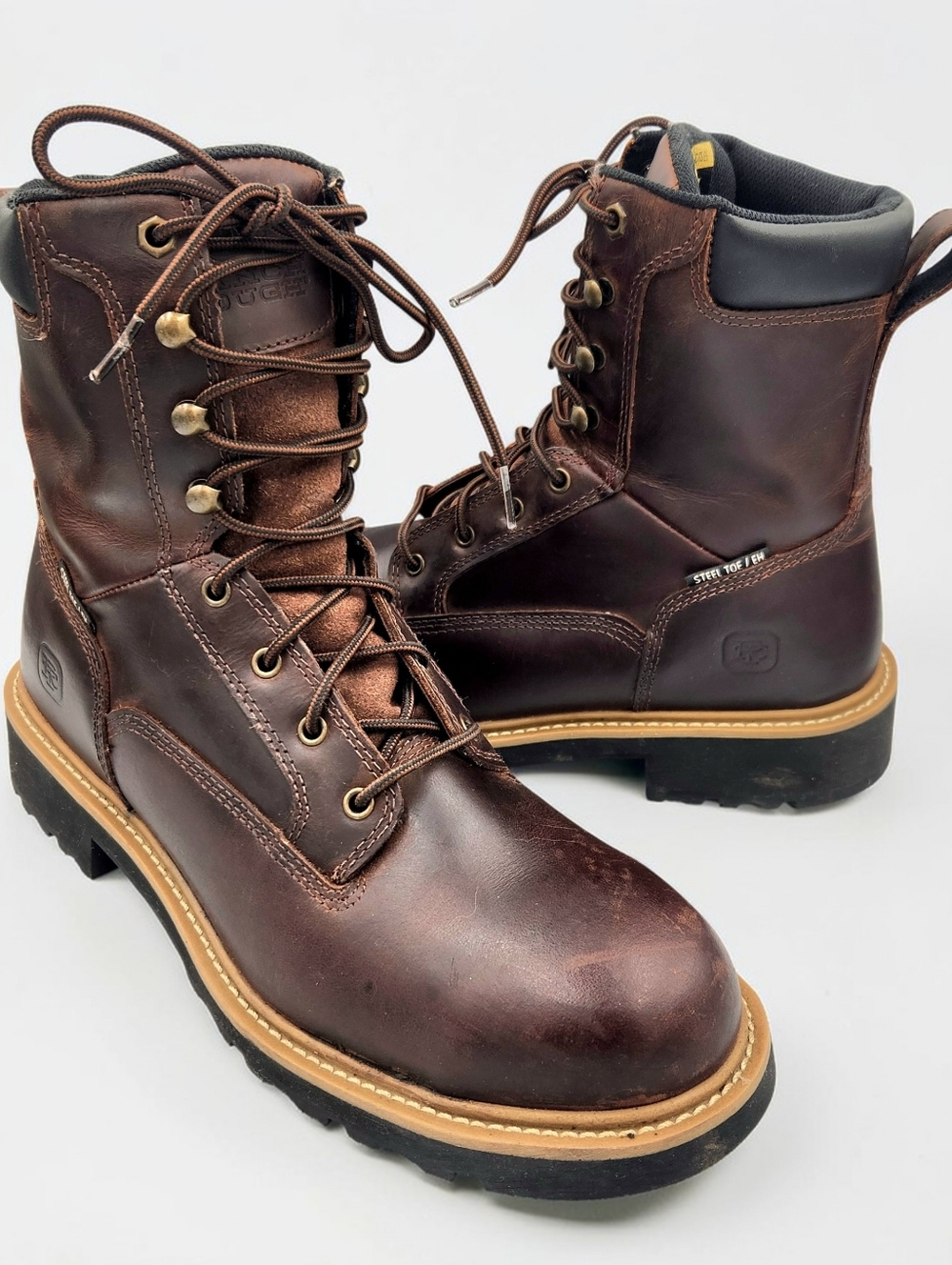 Noble Outfitters Ranch Tough 8 inch Steel Toe Work Boot Mens 13 Brown Leather EH